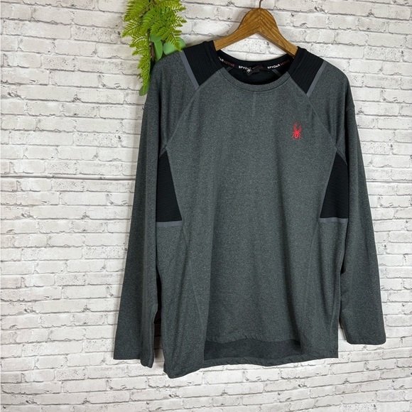 Spyder Gray and Black Stretch Long Sleeve Tee - Picture 2 of 5
